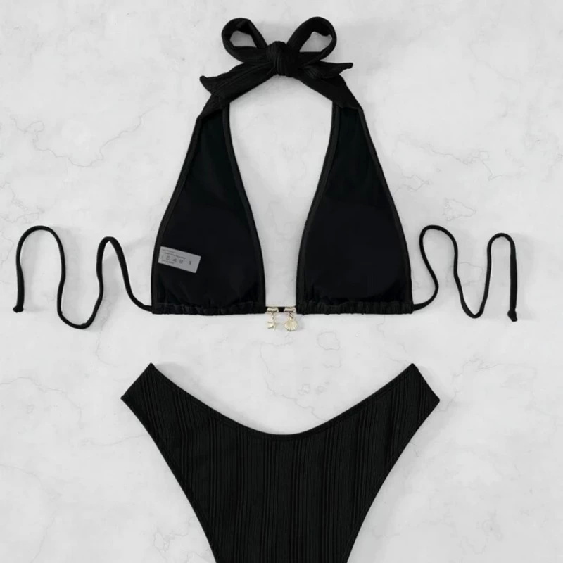 Sexy Solid Color Halter Bikini - 2024 Hot Seller Swimsuit_3
