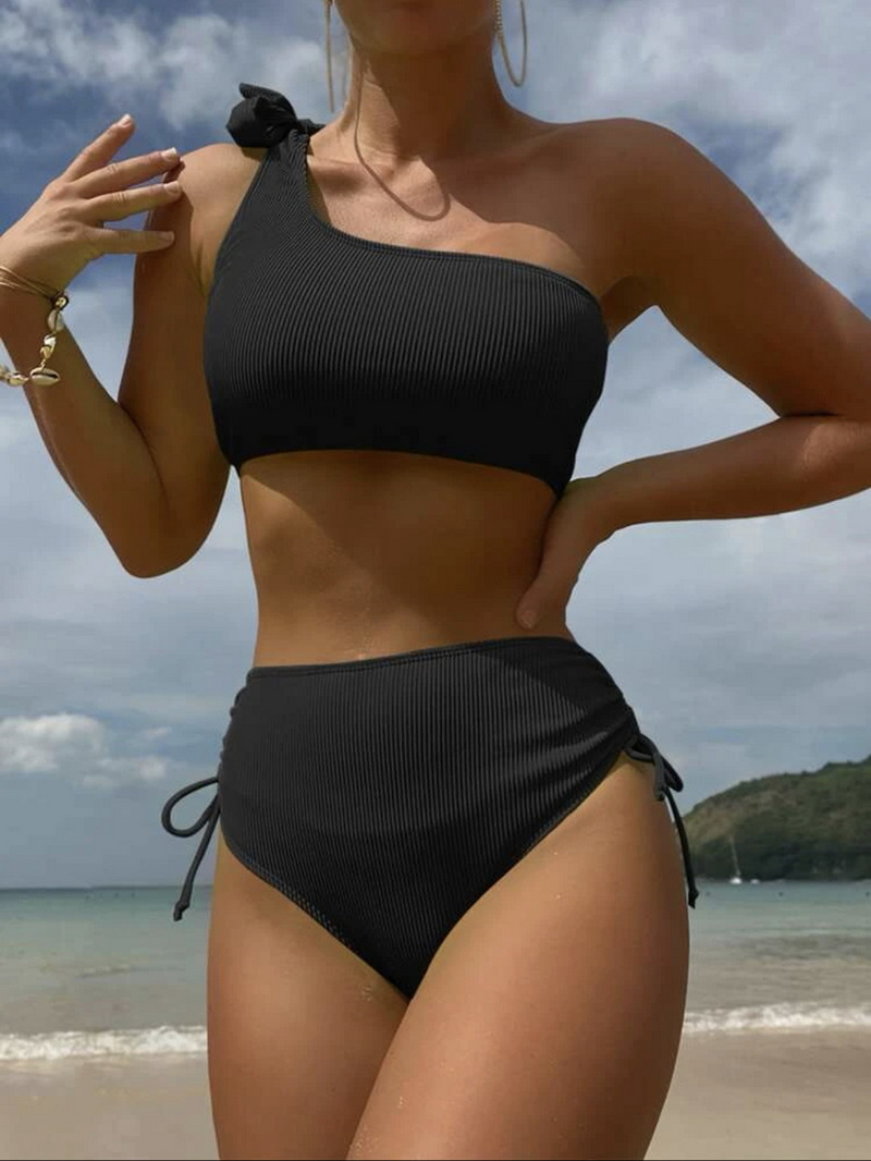 Sexy Solid Color Two-Piece Tie Bikini - Women's Beach Swimwear_10
