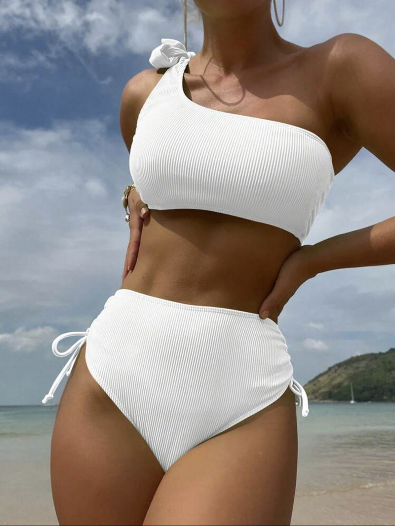 Sexy Solid Color Two-Piece Tie Bikini - Women's Beach Swimwear
