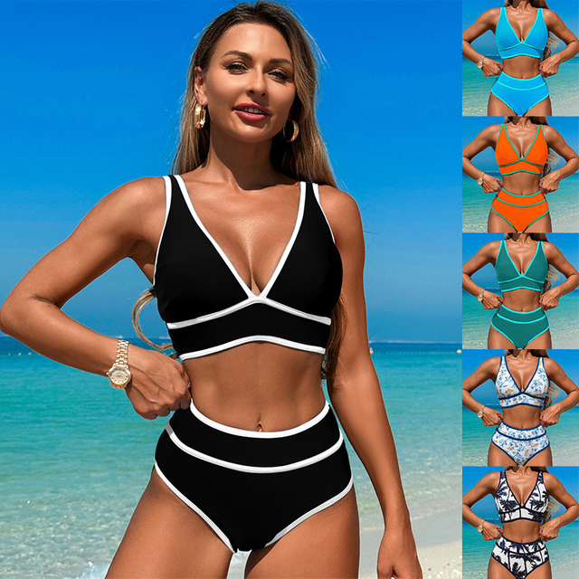 New 2025 European and American Style Ruched Bikini Sports Two-Piece Swimsuit