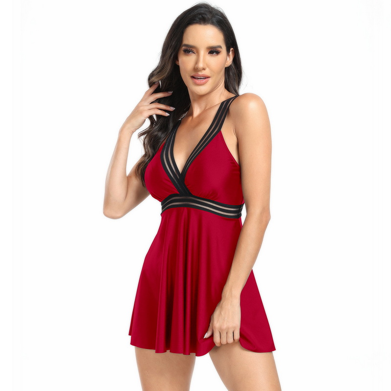 New Modest Two-Piece Swimsuit for Women - European Style Plus Size Skirted Swimwear_37