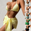 Custom In-Stock European Solid Bikini With Sexy Halter Mesh Three-Piece Set