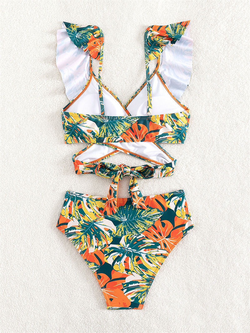 2025 New European Ruffled Open Back Bikini With Sexy Two-Piece Design_17