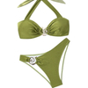 2025 New European Sexy Backless Halter Triangle Bikini In Solid Color Two-Piece Design