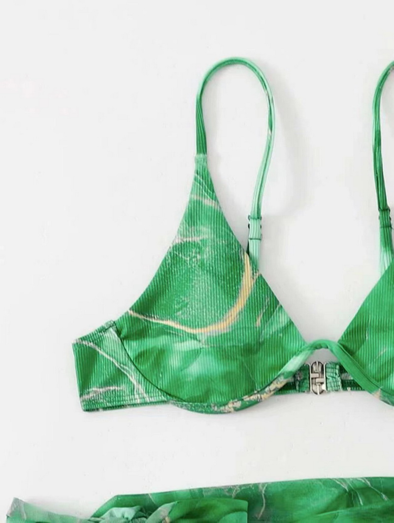 Marble Print Three-Piece Bikini Set - Sexy Women's Swimwear_11
