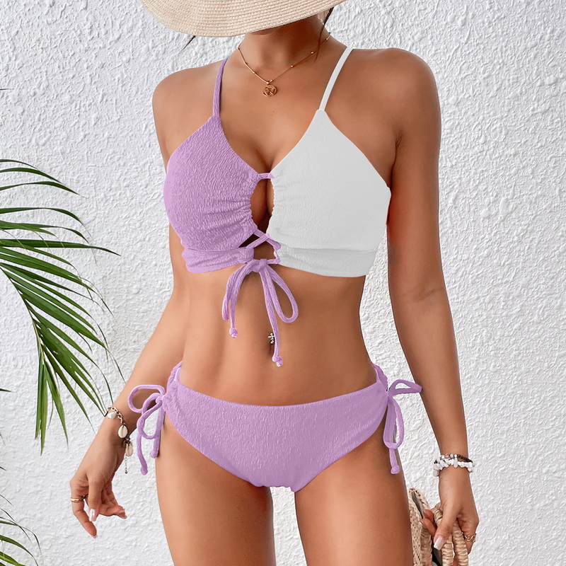 2025 Color Block Bikini Sexy Crisscross Two-Piece Swimsuit