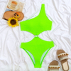 2025 Solid One-Shoulder One-Piece Swimsuit, Sexy Backless Swimwear