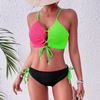 2025 Color Block Bikini Sexy Crisscross Two-Piece Swimsuit