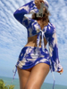 Sexy Tie-Dye Five-Piece Bikini Set - Includes Headscarf Women's Swimwear