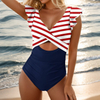2025 Best-Selling One-Piece Swimsuit – Cross Hollow Out Ruffle Swimwear