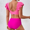 Western Style Ribbed Bandeau Bikini – High Cut Twist Front Sexy Swimwear