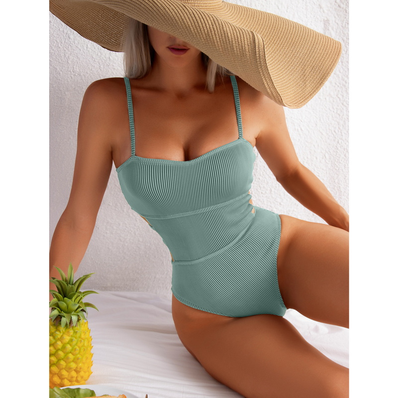 2025 New Solid Color Slimming Tummy Control Backless One-Piece Swimsuit for Women_06