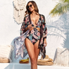 2025 New Retro Print Hot-Selling One-Piece Two-Piece Beach Skirt Swimsuit