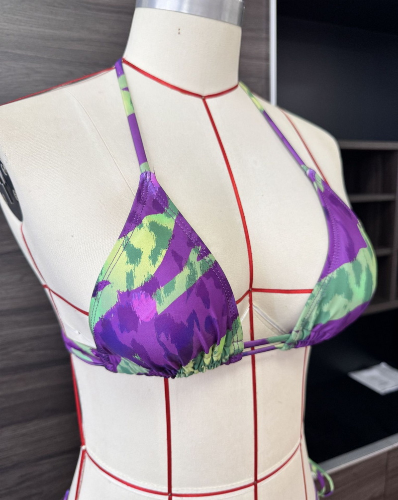 Printed Beach Skirt Three-Piece Set Striped Sexy Backless Bikini Export_09