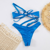 Fashion Design Solid Color Sexy Glossy Nylon Bikini Two-Piece Export