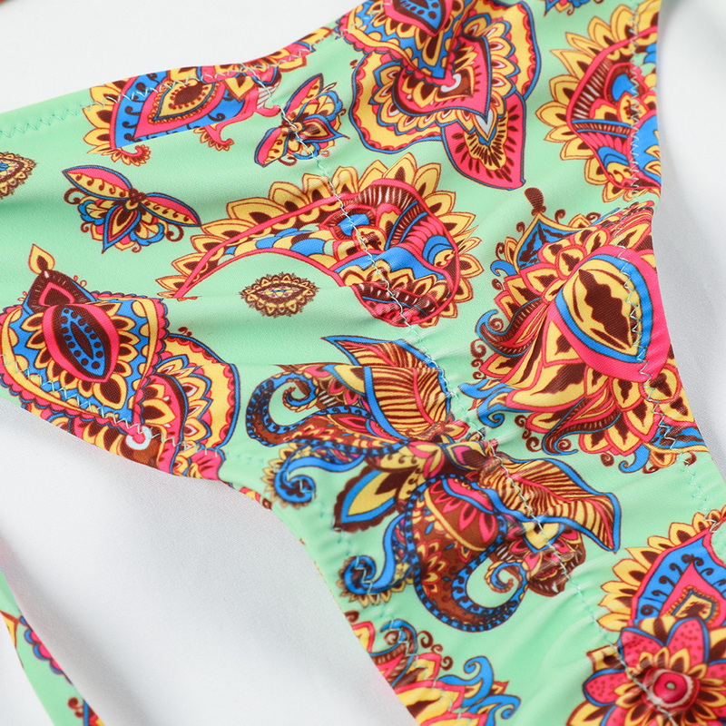 Backless Printed Three-Ring Tie Bikini Sexy Two-Piece European New_05