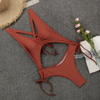 Solid Color Tie Backless One-Piece Swimsuit Sexy European Fashion