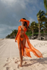 Sexy Long Sleeve Chiffon Beach Dress Solid Color Mesh Maxi Cover Up