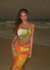 Gradient Printed Spaghetti Strap Beach Dress Sexy Backless Bikini Cover Up