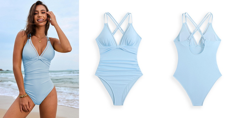 2025 New Solid Accessory One-Piece Swimsuit Hot-Selling Open-Back European Style_20