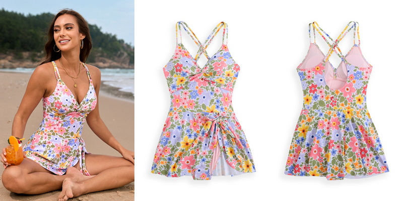 2025 New Twisted Cross Skirted One-Piece Swimsuit Hot-Selling One-Piece Design_22