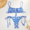 Custom Floral Tie Bikini Sexy Fresh Look Two-Piece European Style