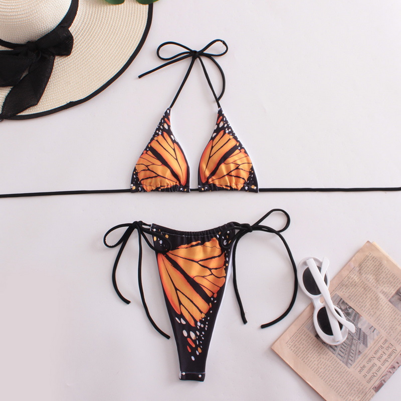 New Tie Bikini &ndash; Digital Butterfly Print Triangle Soft Cup Two-Piece Swimwear_03