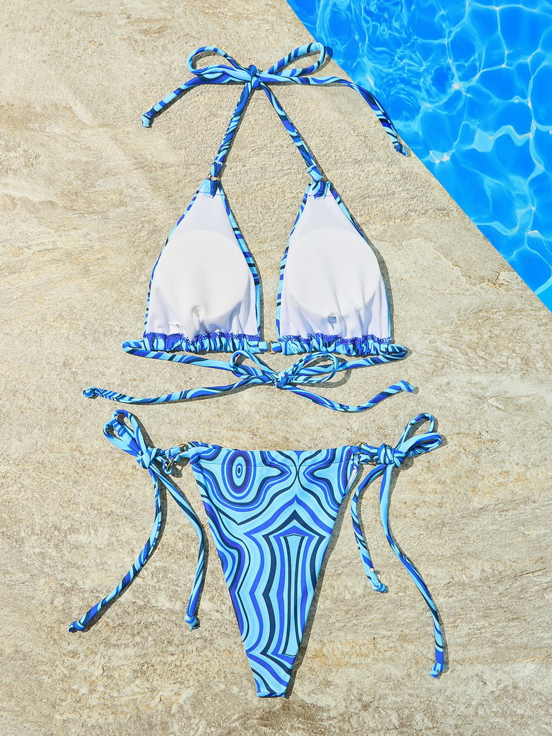 New Western Style Bikini &ndash; Printed Triangle Cup Halter Neck Two-Piece Swimsuit_12