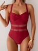 2025 Patchwork One-Piece Swimsuit - Quick-Dry European Bikini Style