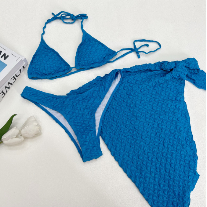 Sexy Three-Piece Mesh Bikini Set - INS Style Beachwear for Women