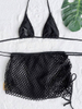 New Women's Swimsuit Sexy Solid Color 3-Piece Mesh Bikini Set for Beachwear