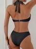 Sexy Halter Neck Bikini with Heart Cutout – 3-Piece Backless Swimsuit for Women