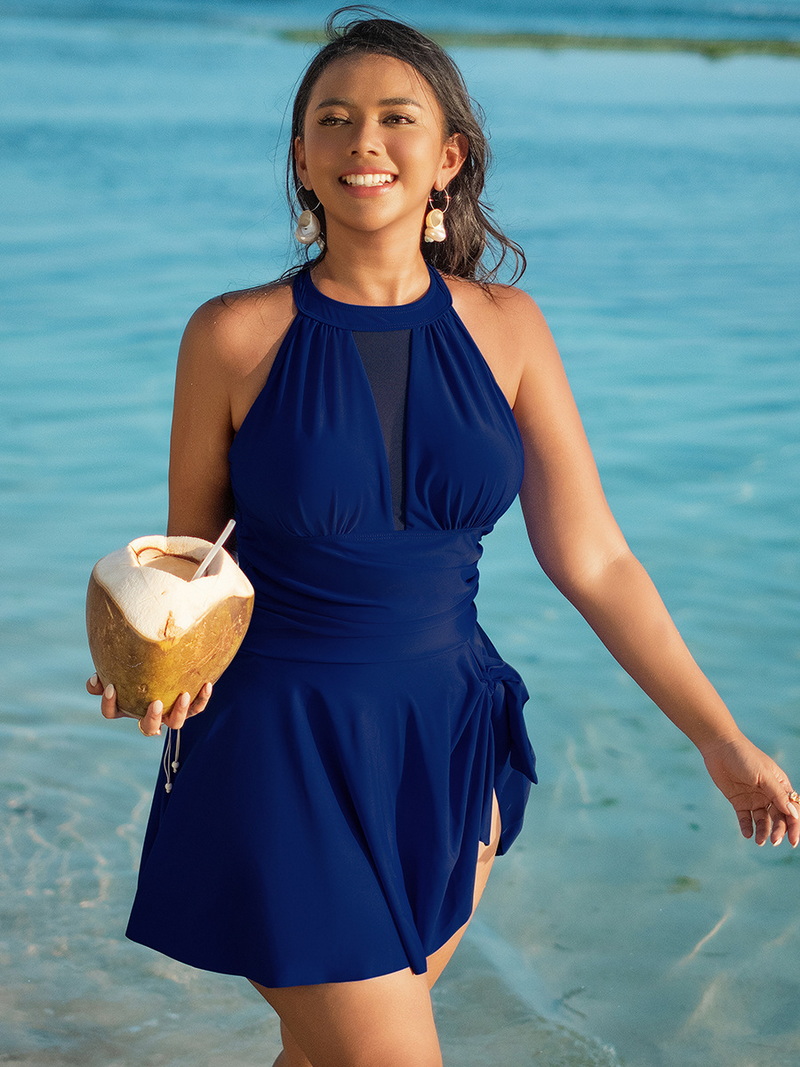 2025 Plus Size One-Piece Swimsuit - European Style Skirted Swimwear_10