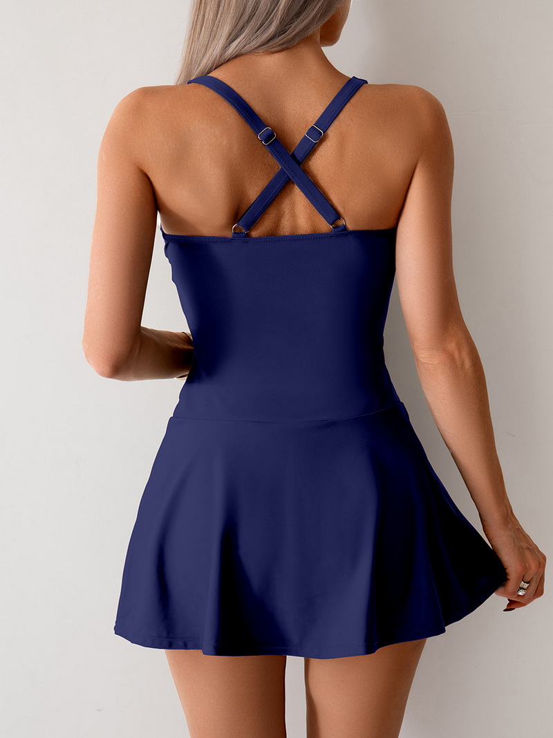 2025 Two-Piece Plus Size Swimsuit - Skirted European Style for Hot Springs