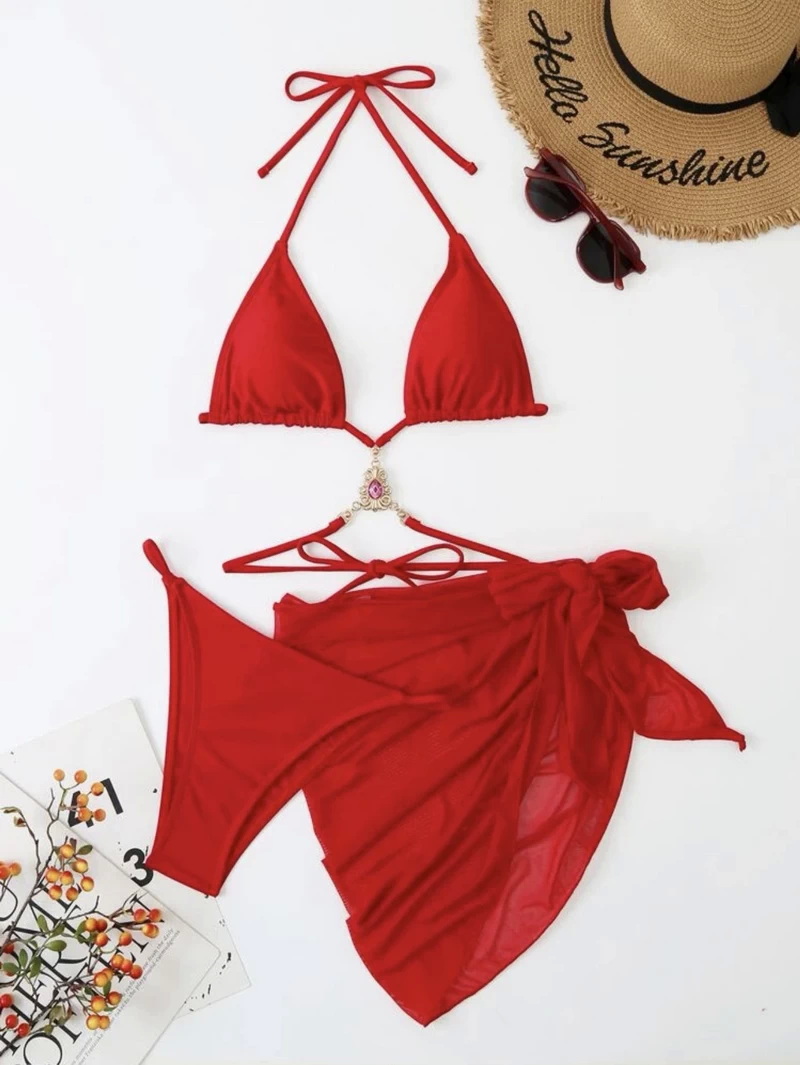 Sexy Three-Piece Mesh Gem Bikini Set - Hot Seller Women's Swimwear