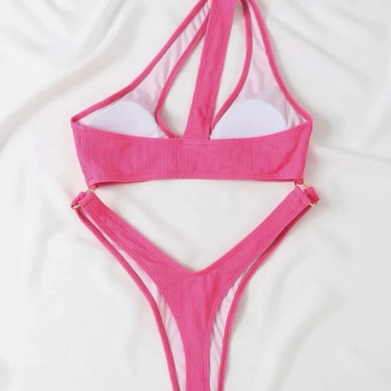 Sexy Solid Color One-Piece Bikini - Women's Thong Swimsuit_1