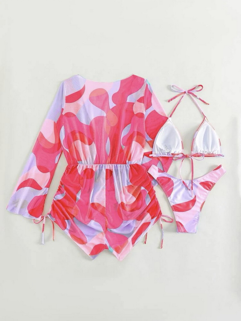 Sexy Three-Piece Printed Mesh Bikini Set - Hot Seller for Beach Vacations_08