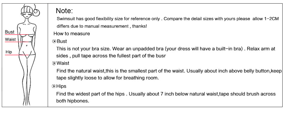 swimwear size chart