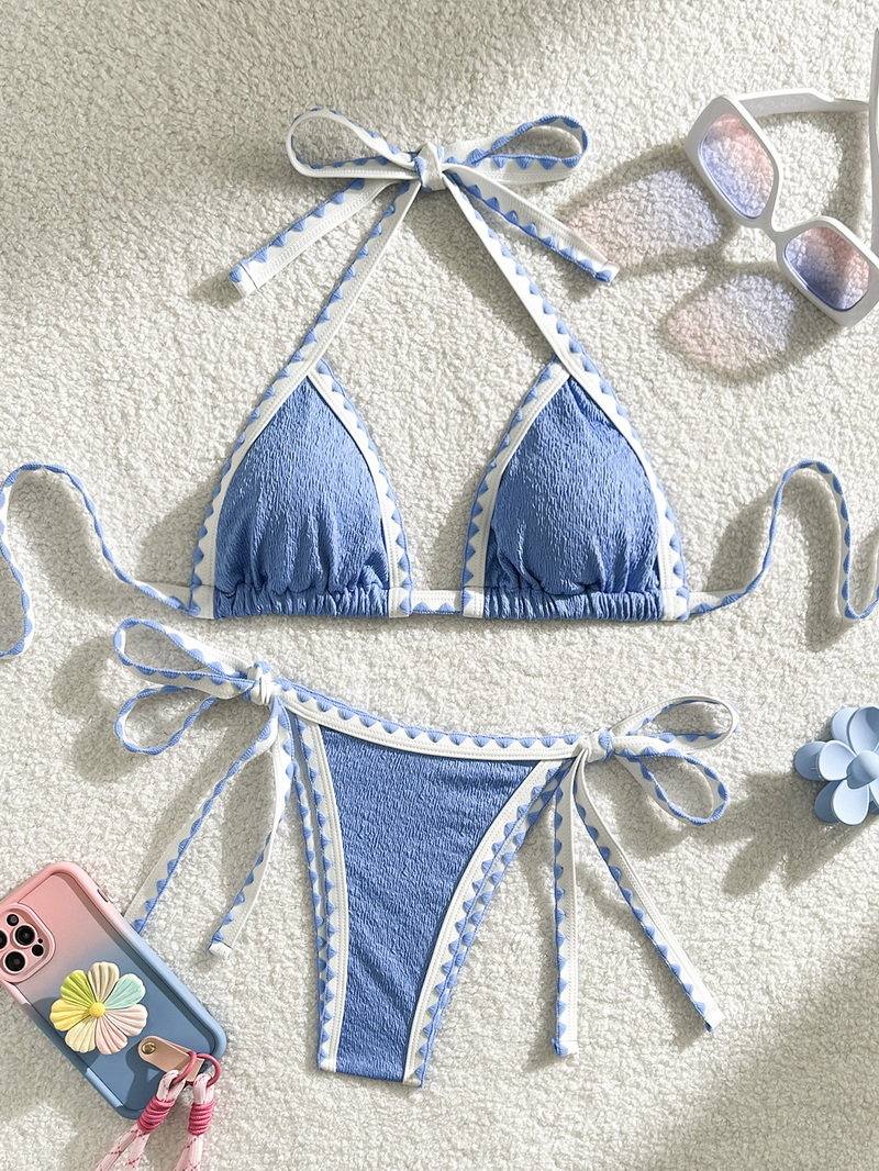 Solid Color Ins Style Bikini Swimwear For Women Sexy Beachwear_10