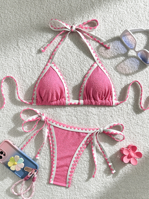 Solid Color Ins Style Bikini Swimwear For Women Sexy Beachwear