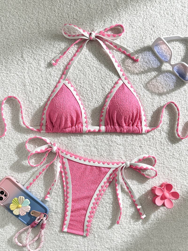 Solid Color Ins Style Bikini Swimwear For Women Sexy Beachwear