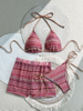 2025 Colorblock Halter Three-Piece Bikini Set For Women With Boyshorts