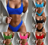 2025 New European Minimalist Bandeau Bikini In Solid Color Snake Fabric