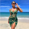 2025 New European Two-Piece Swimsuit With Printed Bikini And Cover-Up Set