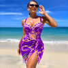 2025 New European Two-Piece Swimsuit With Printed Bikini And Cover-Up Set