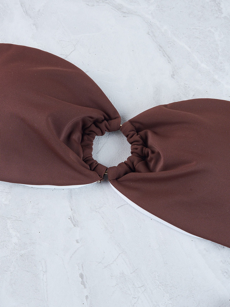 Solid Strapless Bandeau Bikini Two-Piece Swimsuit European Style_11