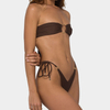 Solid Strapless Bandeau Bikini Two-Piece Swimsuit European Style