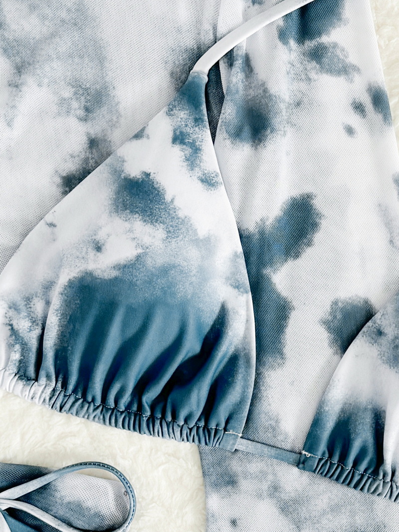 2024 Women's Tie-Dye Three-Piece Bikini Set With Long Sleeve Top_8
