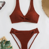 2025 Solid Ribbed Bikini Two-Piece Swimsuit European Style