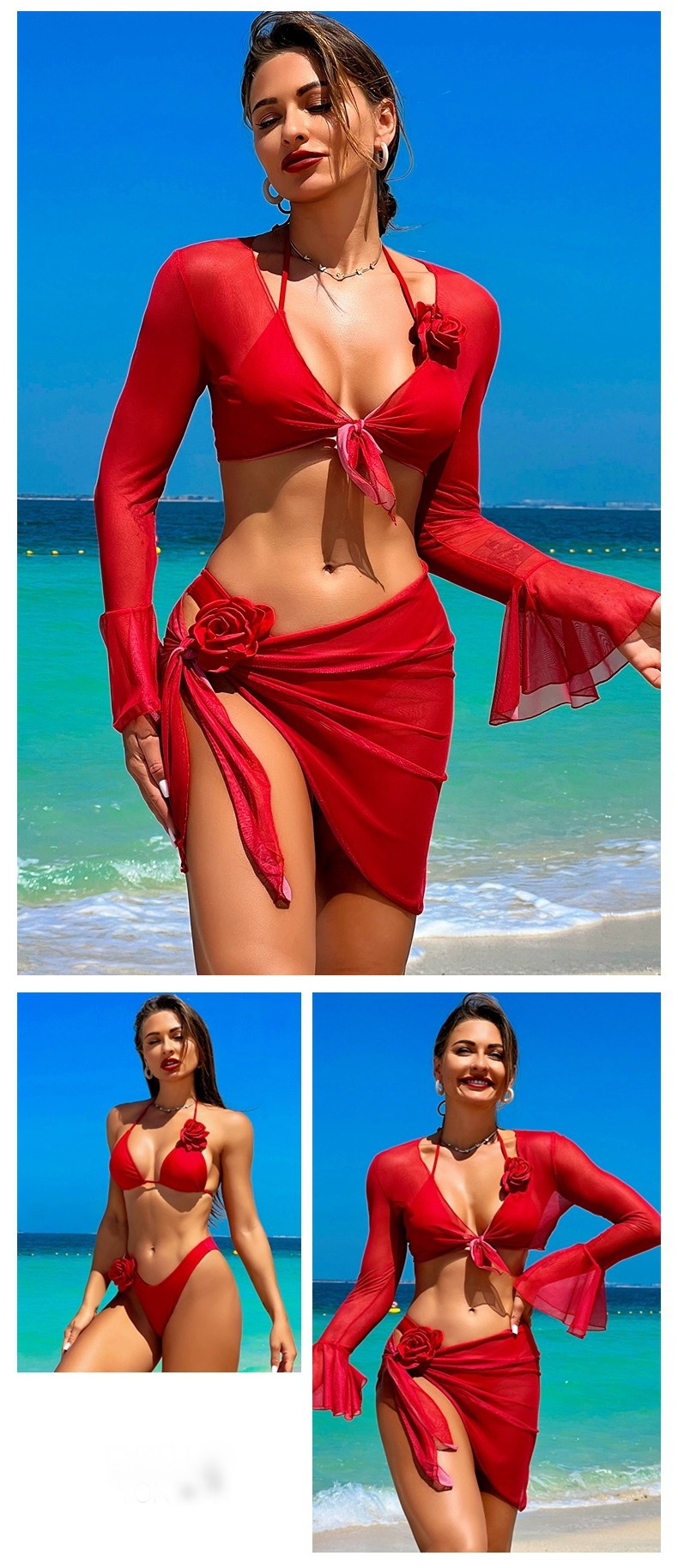 Sexy Four-Piece Bikini Set - Sun Protection Beach Vacation Swimwear_10